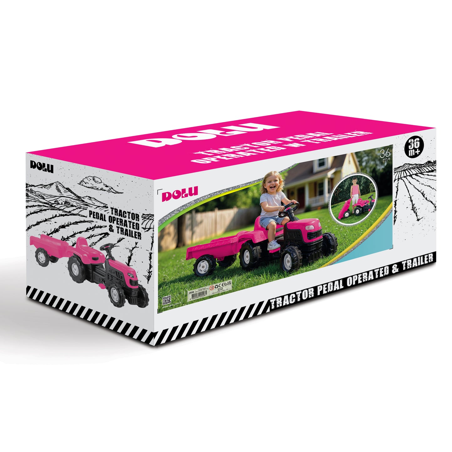 Tractor y Carro Rosa