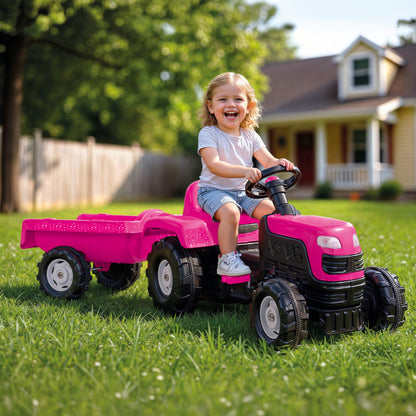 Tractor y Carro Rosa