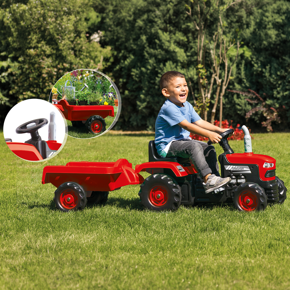 Tractor y Carro Rojo