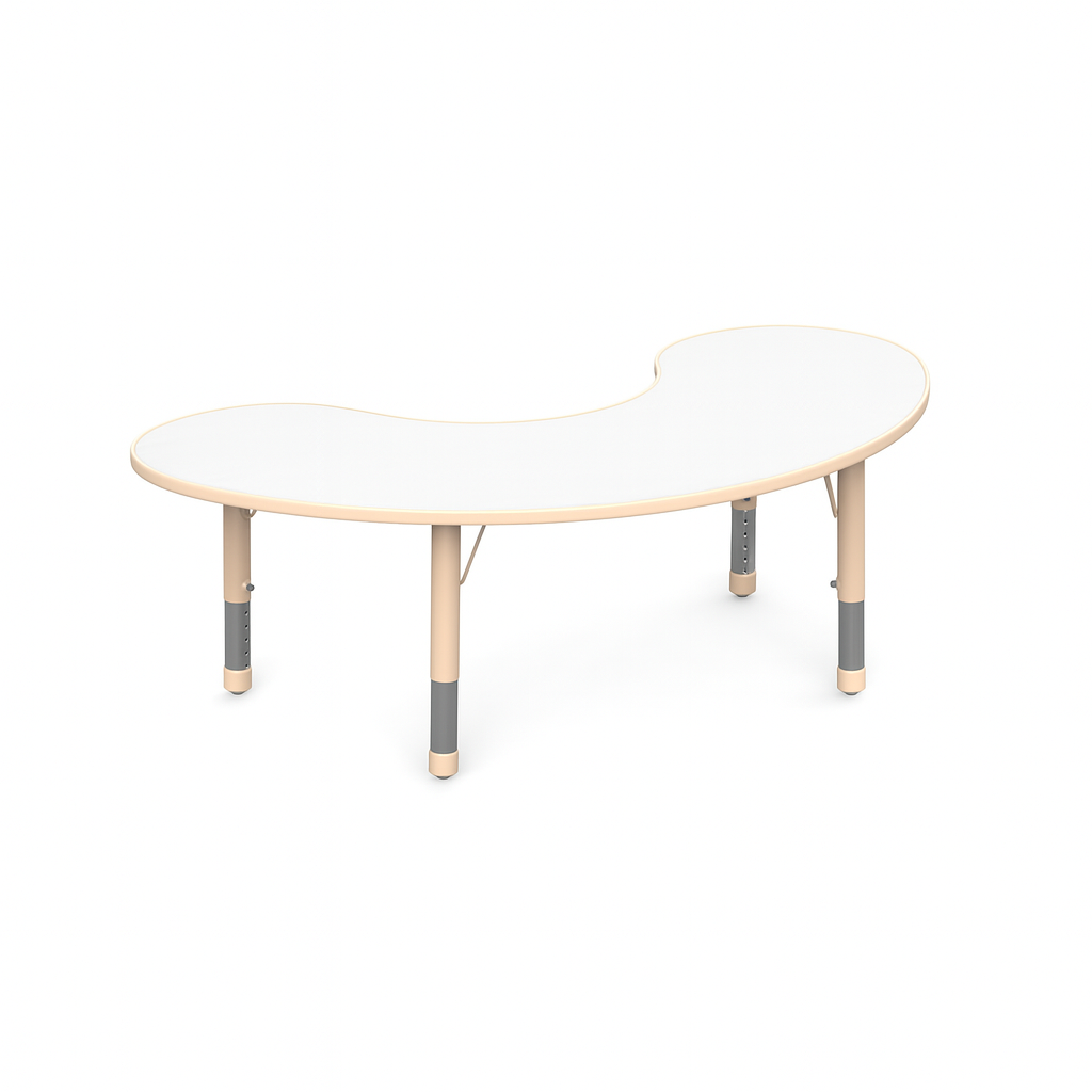 Mesa Riñón Colaborativa Doble Capa Melamina-Mesas Escolares-YCY-070_BEIGE-Mobiliario Escolar-Hobby Market
